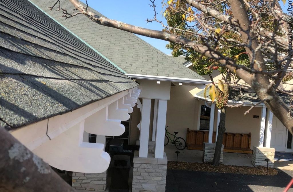 Specially crafted wood rafter on the exterior of a home.
